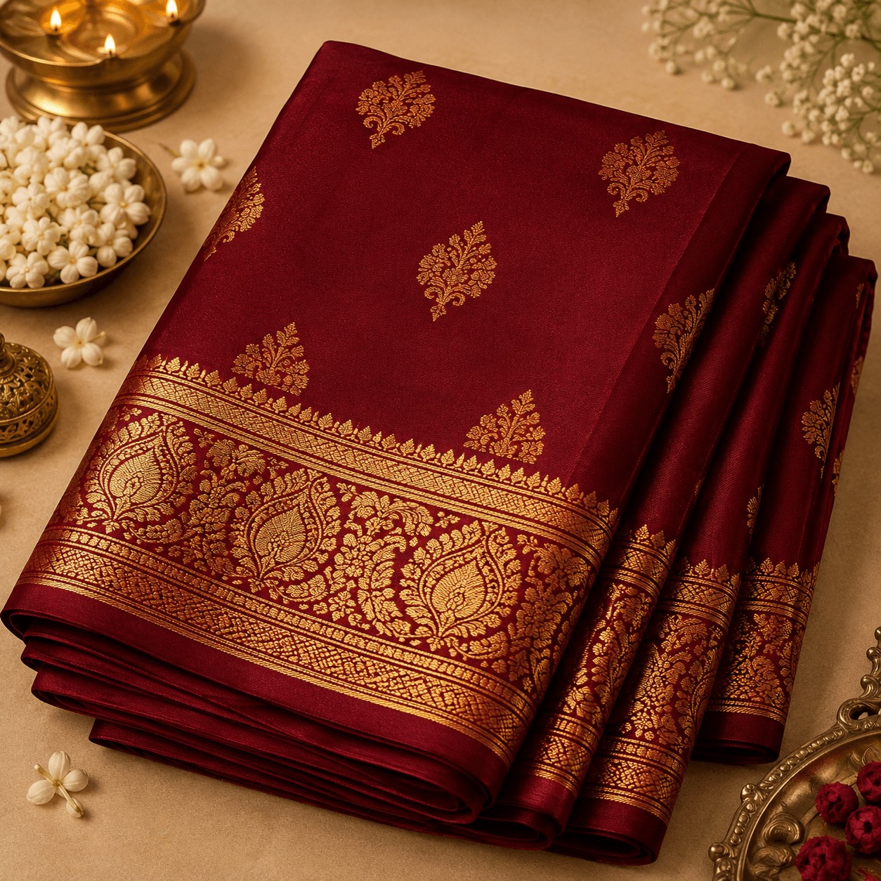 Royal Maroon Kuberapattu Silk Saree