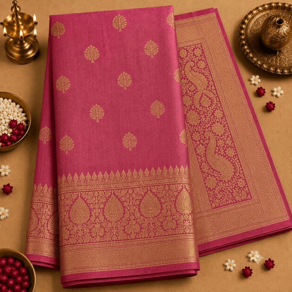 Lotus Pink Kalyani Cotton Saree