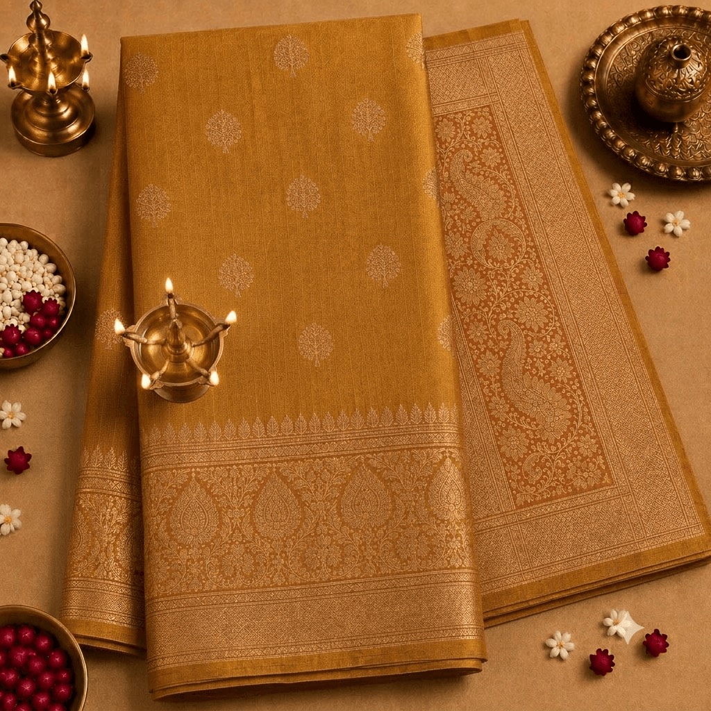 Mustard Gold Kalyani Cotton Saree